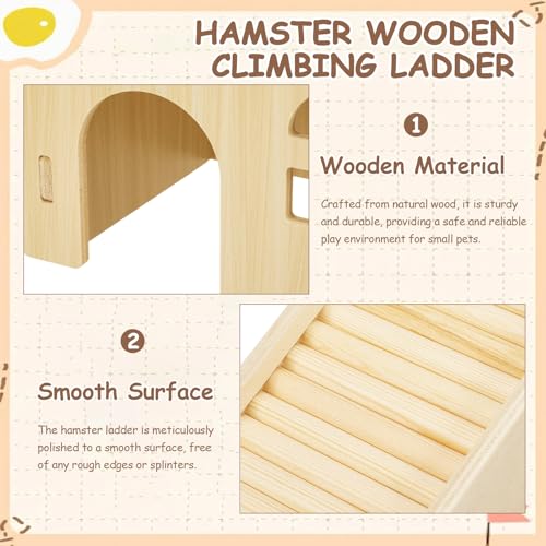 BreezeHug 4 Pcs Hamster Cage Accessories Hamster Platform Hideout Wooden Tunnel Ladder Playhouse Game Climbing Toy with Platform for Pets Dwarf Syrian Mice Degus Gerbils Squirrel(Wave) - style: Wave