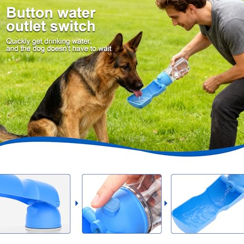 Amerisun Dog Water Bottle16.9 OZ Collapsible Leak-Proof Pet Water Bowl | Collapsible Water Bottle,Suitable for Dog, Cat, Puppy Guinea Pig Hamster & Bunny Ideal for Walking Hiking(A012B-blue) - color: A012B-blue