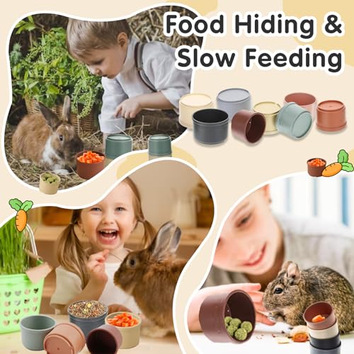8 Pcs Stacking Cups for Rabbits, Colorful Bunny Toys for Rabbits and Small Animals, Nesting Rabbit Toys of Different Sizes, Bunny Stacking Cups for Hiding Food and Playing - color: Colourful