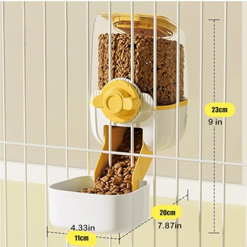 Pet Hanging Automatic Feeders Drinking Bowls，Gravity Rabbit Feeder and Water Set，Cage Cat Food Bowl Feeding Station for Puppy Kitten Chinchilla Hedgehog Guinea Pig Ferret (Yellow-Food) - color: Yellow-Food