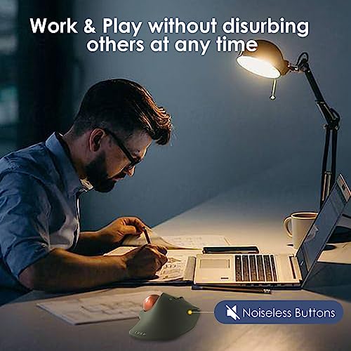 SANWA 2.4G Wireless Ergonomic Trackball Mouse, Optical Rollerball Mice, Programmable Silent Buttons, 40mm Trackball, 600/800/1200/1600 Adjustable DPI, Compatible with MacBook, Laptop, Windows, macOS - style: 2.4GHz Wireless
