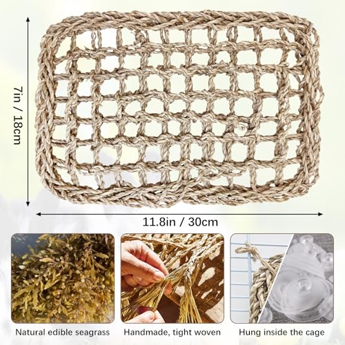 Hamiledyi Rabbit Seagrass Activity Mat Bunny Toy Hanging Rabbit Chew Toys for Teeth Bunny Enrichment Toys Seagrass Protector Mat Small Animal Toys for Chinchilla Guinea Pigs Hamsters Rats Rodent - style: B