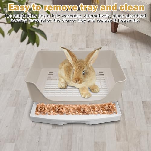 kathson 2PCS Large Rabbit Litter Box Trainer, Potty Corner Toilet with Drawer Bigger Pet Pan for Adult Hamster, Guinea Pig, Ferret, Galesaur, Bunny and Other Animals (Brown) - size: 2PCS, Brown