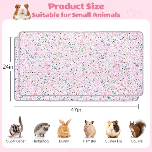 Unicorn Catcher 2 Pack Washable Guinea Pig Cage Liner, Waterproof Bedding | Reusable Absorbent Bedding For Rabbits, Hamsters, And Hedgehogs With A Leak-Proof Design To Keep Cages Dry And Clean - color: Light Pink, size: 47X24in
