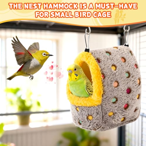 VZZNN Bird House & Bed for Cage, Plush Parakeet Nest Hammock for Parrots | Cozy, Safe & Easy‑to‑Hang Bird Nest – Support Plate, 3 Sizes, Perfect for All Parrots.