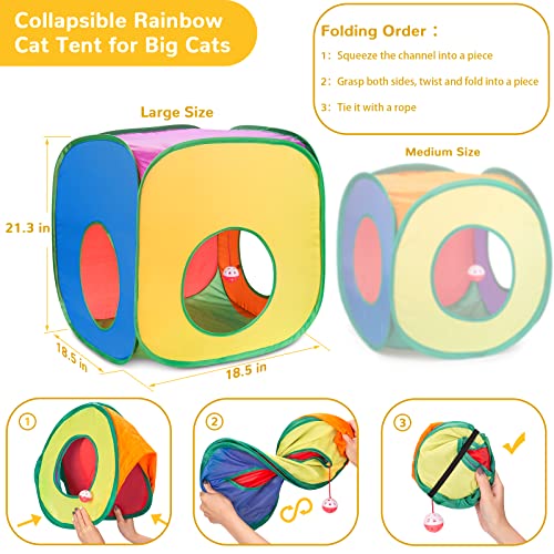 Retro Shaw 33 Pack Cat Toys Set with Tunnel, Large, 21.3Inches | Interactive Kitten Toys Packs, Feather Wand Kit, For Indoor Cats, Collapsible Tent - color: For cats over 12lbs
