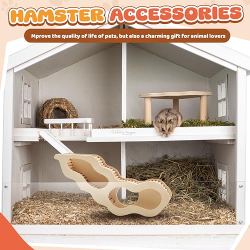 2 Pcs Wooden Hamster Platform with Ladder & Tunnel for Gerbils, Rats, Mice, Syrian Hamsters Burrowing Climbing, Hamster Cage Accessories, Habitat Enrichment Decor(Secret Peep Tunnel) - style: Secret Peep Tunnel