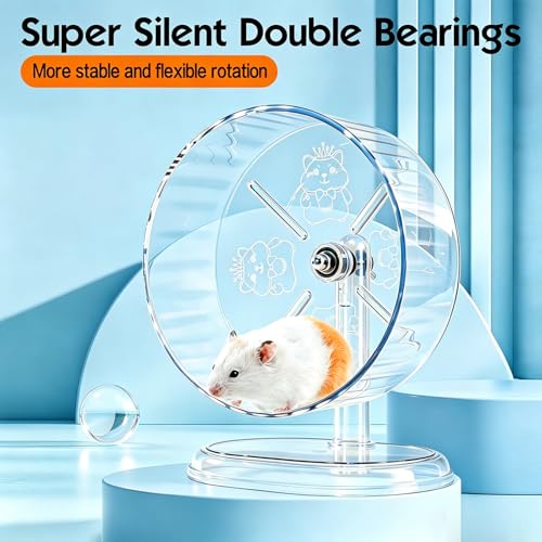 Hamster Wheel,Super Silent Hamster Exercise Wheels,Silent Wheel,Hamster Wheels,Adjustable Stand Hamsters Exercise Wheels,Quiet Rat Wheel (Transparent, Ф7 inch) - size: Ф7 inch