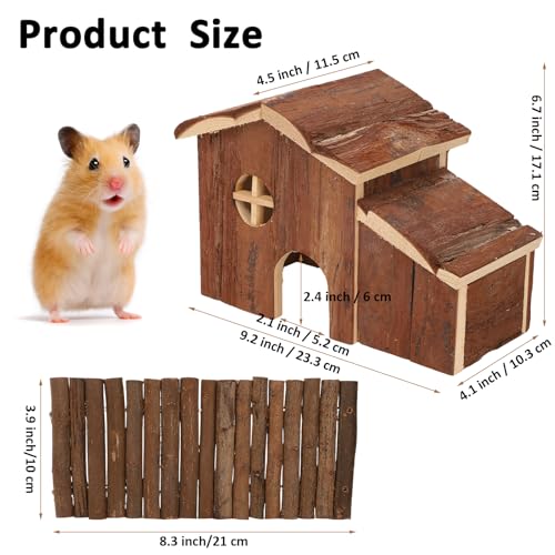 Hamster Hideout Wooden Hamster House and Hamster Bridge | Hamster Houses and Hideouts for Dwarf Hamster Mice Playing Hiding