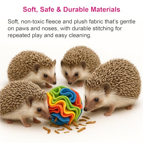 5Pcs Hedgehog Foraging Toy – Snuffle Mat, Snuffle Ball & Carrot Treat Toys for Hedgehog Cage Enrichment, Interactive Feeding Toys for Hedgehog, Rabbit & Guinea Pig, Small Pet Foraging Toys