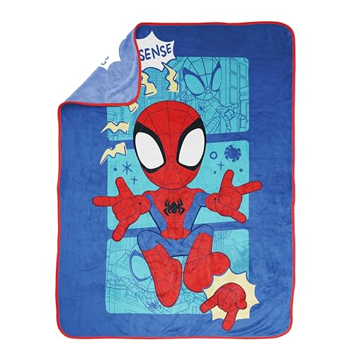 Jay Franco Kids Plush Throw Blanket – Soft & Cozy Fleece Throw for Bedroom & Couch Décor, Official Licensed Product, Blue - Spidey & Friends, 46x60 - Throw Blanket - color: Blue - Spidey & Friends, size: 46x60 - Throw Blanket