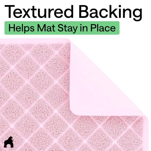 GORILLA GRIP Cat Litter Box Mat, Cushioned Coil Mesh Litter Trapping Mats, Scatter Control Supplies for Less Mess, Phthalate Free, Ultra Deep Catch Grooves, Rinse or Vacuum to Clean, 24x17 Light Pink - color: Light Pink, style: Small (24" x 17")
