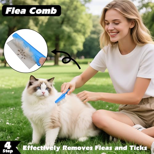 Professional 7 in 1 Pet Grooming kit I Dog Brush & Cat Brush I Dog&Cat Comb I Dog&Cat Nail Clipper/Trimmers with Nail File I Dog Bath Brush I Dog&Cat Flea Comb I Pet Supplies(Deep Blue) - color: Deep Blue