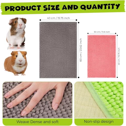 Barydat 8 Pcs Guinea Pig Cage Liner Washable Rabbit Fleece Mat Reusable Training Bedding Pee Sleeping Pad for Animal Hamster Chinchilla - color: Gray, Green, Pink, Blue, size: 24x16'',16x12''
