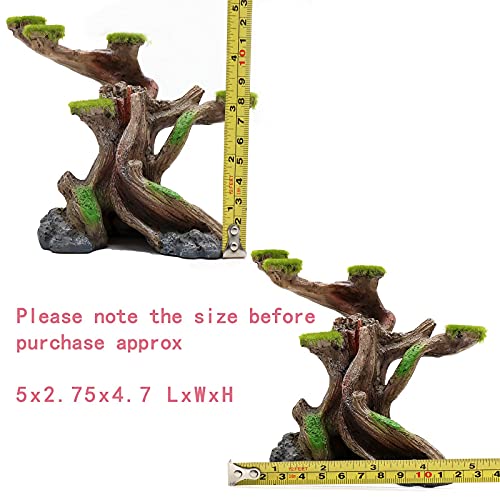 relaqcc Reptile Decor Aquarium Decorations Artificial Moss Resin Fish Tank Rocks Simulation Hollow Tree Leopard Gecko Trunk Accessories Aquarium View(Small) - size: Small-A