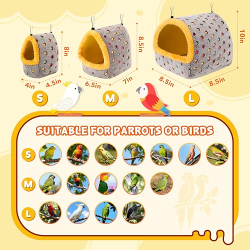 VZZNN Bird House & Bed for Cage, Plush Parakeet Nest Hammock for Parrots | Cozy, Safe & Easy‑to‑Hang Bird Nest – Support Plate, 3 Sizes, Perfect for All Parrots.