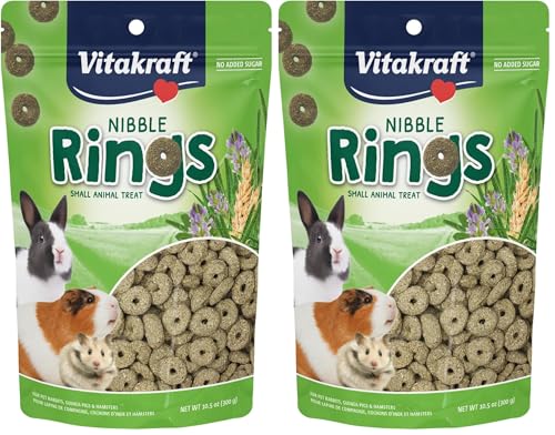 Vitakraft Nibble Rings Tiny Animal Treat, 10.6oz Healthy Crunchy Snack for Rabbit, Guinea Pig, Hamsters & Other Pets, Wholesome Wheat & Alfalfa, Added Vitamins & No Artificial Flavors (Pack of 600) - size: 0.04 Ounce (Pack of 600)