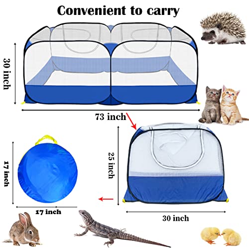 Small Animals Playpen,Reptiles Cage,Chicken Run Coop Chicken Playpen Breathable Transparent Pet Playpen Pop Open Outdoor/Indoor Exercise Fence,Portable Yard Fence (Blue)