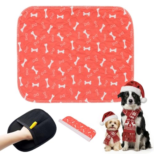 Puppy Pee Pads with Pheromones, Washable Puppy Training Pads for Dogs Reusable Puppy Potty Pads for Dogs and Cats(with Pet Hair Removal Gloves) - color: Blue, size: Medium