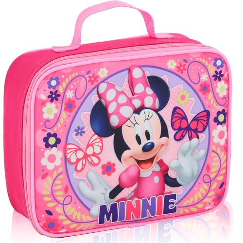 Minnie Mouse Lunchbox for Girls Kids Bundle w/Insulated Lunch Bag + More | Soft Minnie Lunch Box Plus Water Bottle, Stickers, More - Minnie Mouse School Supplies