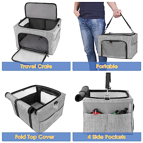 SlowTon Dog Car Seat - with Reinforced Metal Frame for Pets up to 15lbs | Safe Pet Car Seat with Safety Belt & Waterproof Pee Pad & Top Cover, Portable Collapsible Puppy Carrier Bag for Small Dogs
