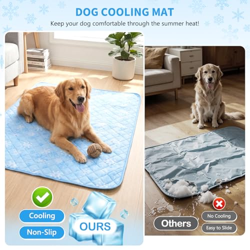 GlowUp Dog Cooling Mat for Dog, 47"x35" Large Cooling Pad for Dogs, Non-Slip Pet Cooling Pad for Summer Indoor/Outdoor Use