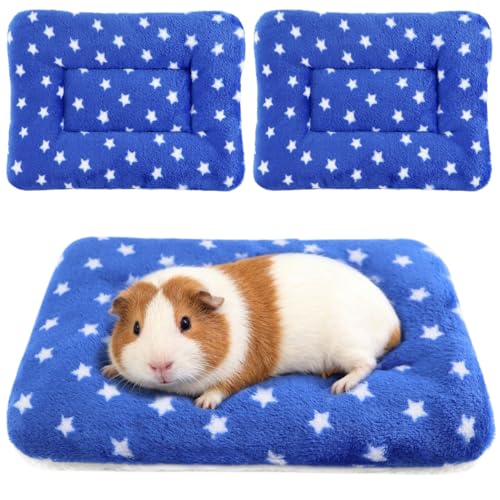 Guinea Pig Bed, 2 Pack (12x10 Inch) Soft Plush Small Animal Bed Mat, Washable Bedding Blanket Sleeping Warm Pad for Bunny, Rat, Ferret, Chinchilla - color: Royal Blue