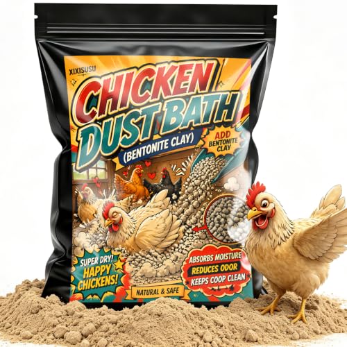 Animals and Poultry Calcium Bentonite Clay | 32 Oz Chicken Dust Bath | Healthier Eggs & Feathers | Chicken Coop Accessories | All Natural Bentonite Clay for Bath with Chinchill & Rabbits