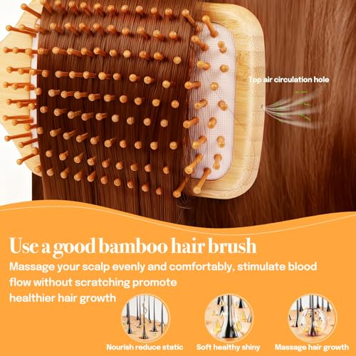 Sofmild Hair Brush Set with Bamboo Detangling Brush and Boar Bristle Brush | 2 Pack HairBrush Set for Women Men Kids, Bamboo Detangler Brush for Thick Hair and Boar Bristle Hair Brush for Fine Thin Hair - color: Black White