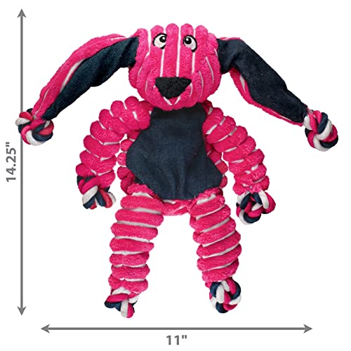 Kong Floppy Knots Rope and Plush Dog Toy, Bunny, Medium/Large | Knotted Rope & Plush Toy with Minimal Stuffing & a Squeaker, Great for Teething, Tugging & Lively Play - color: Bunny, size: Medium/Large