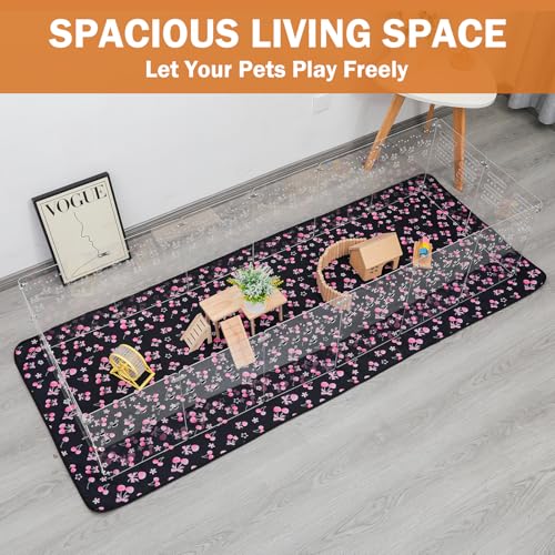 Guinea Pig Cage,Acrylic,72" Lx24 Wx14 H,with Waterproof Mat，Heighten,Also for Rabbits, Button Quails, Hedgehogs, Ferrets and Other Small Animals. - size: 72.0"L x 24.0"W x 14.0"H