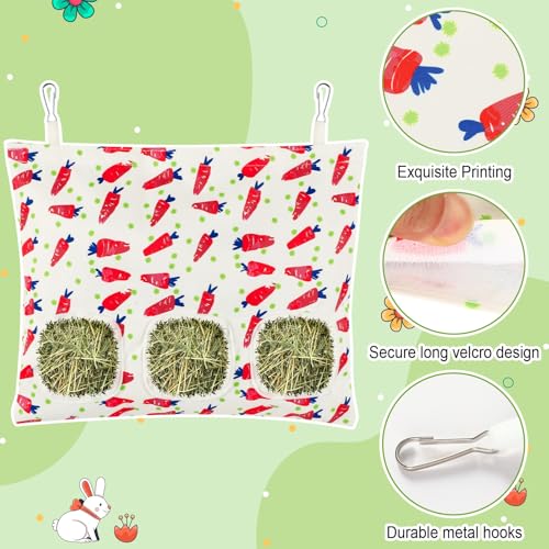 UPINS 2 Pack Guinea Pig Hay Feeder Bag,Bunny Rabbit Cage Bag Hanging Holder | Guinea Pig Cage Feeder,for Bunny Rabbits,Chinchillas,Hamsters,Small Pets,and Animals - color: Red Green, size: 34 x 28 cm