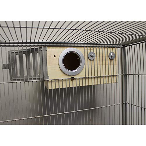 Sturdy Nest Box - Cage Attachment, Hinged Lid, Perching Ledge - for Sugar Glider, Squirrel, Rat, Finch, Parakeet, Lovebird, Parrotlet, Lovebird, Canary, Cockatiel, Other Birds & Small Pets (Large) - size: Large