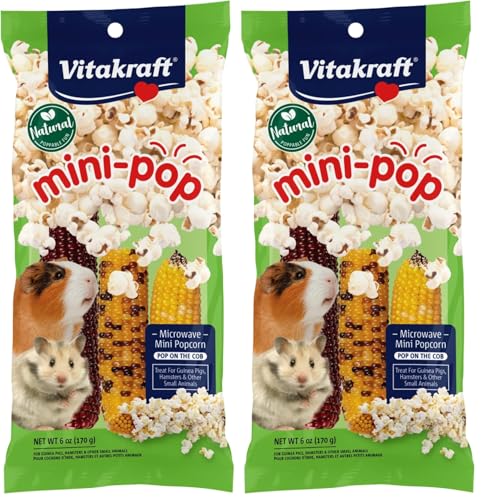Vitakraft Mini Pops Treat for Small Animals - 100% Real Corn Cob - Supports Healthy Teeth - 6 oz (Pack of 2) - size: 6 Ounce (Pack of 2)