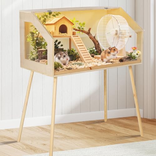 Garvee Hamster Cage with Legs, Large Syrian Hamster Habitats Enclosure with Chew Proof,Acrylic Window & Openable Top,Small Animal Cage for Guinea Pig, Chinchilla, Gerbil-40 l x 20" w x 47.5" h | Large Syrian Hamster Habitats Enclosure ,Small Animal Cage f