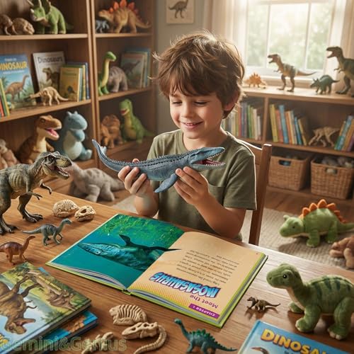 Gemini&Genius Mosasaurus Toy for Kids, Marine Reptile Animal Figure Toy | Soft Plastic Sea Shark Toy, Gift Great for Educational, Cake Topper, Swim, Bath Toys, Stocking Stuffers for Kids - color: Real Feel Mosasaurus