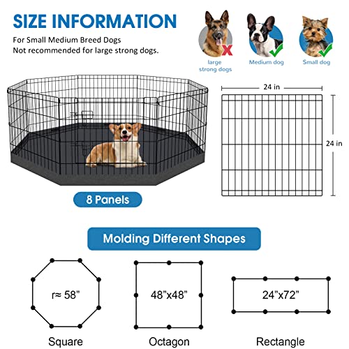 Peekaboo 24-Inch Dog Playpen, 8-Panel Rustproof Pet Fence with Bottom Pad | Foldable 24 Inch Metal Dog Playpen with Bottom Pad for Indoor Outdoor Small Pets - style: Playpen + bottom pad