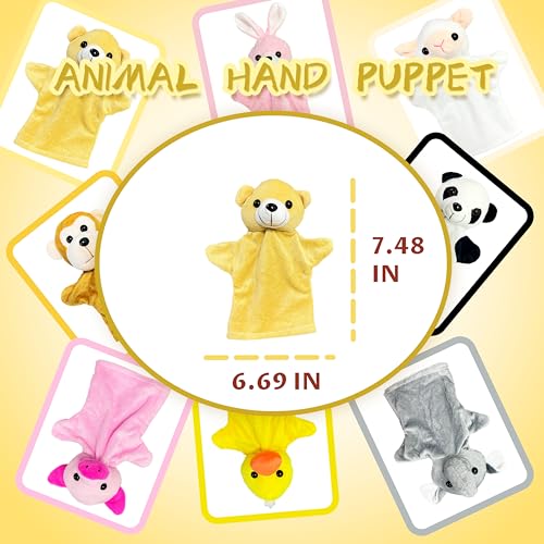 Brown Bear Hand Puppet Plush Toys (1 Pack) for Imaginative Pretend Play, Puppet Interactive Finger Toy, Cute Bear Stuffed Animals Hand Puppets for Toddlers, Kids Prizes, Easter Basket Stuffers - style: Bear
