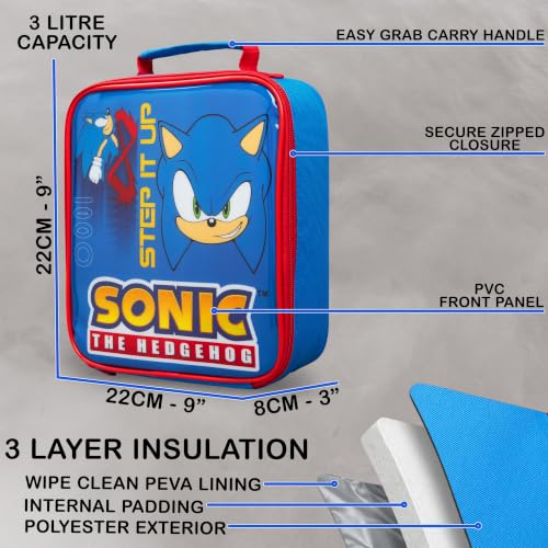 Get Trend Sonic the Hedgehog Kids Insulated Lunch Bag 3Pc Set with Reusable Bento Box and 20 fl oz BPA-Free Straw Water Bottle, Lightweight Kids Lunch Box, Gamer Gifts for Boys (Blue Sonic) - color: Blue Sonic