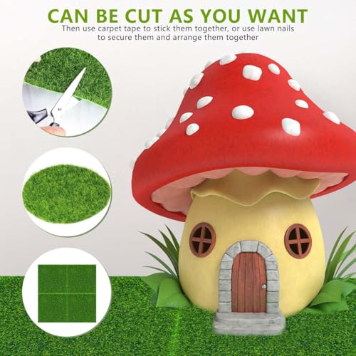 KISEER 6 Pack Fairy Garden Grass 6 x 6 Inches Miniature Artificial Craft Grass for Dollhouse Ornament DIY Decoration - size: 6 Pack 6 x 6