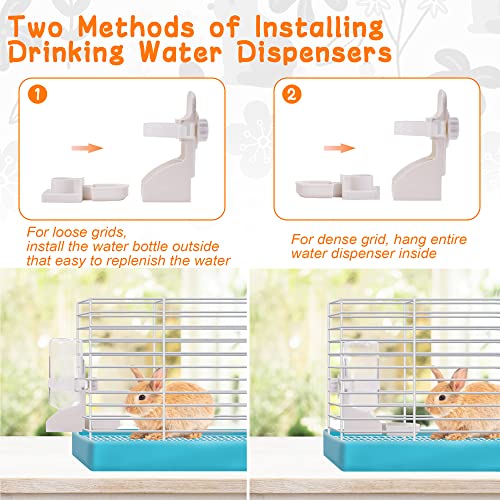 Rabbit Water Bottle Suspension Water Dispenser for Mini Pet Bunny Guinea Pig Chinchilla, 500ml Automatic Water Bottle by Gravity Flow Supply, Prevent Overflow, BPA Free (White)