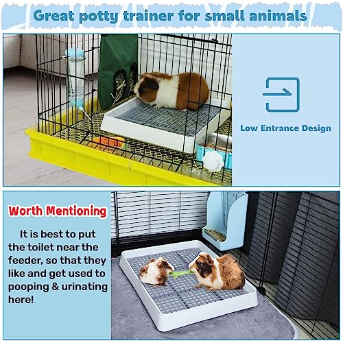 FHTONGE Low Entry Guinea Pig Litter Box with Grid, Rectangular Pet Toilet | 2 Pcs Small Amimal Litter Pan Trainer Tray for Rodent Bunny Hamster Ferret Chinchilla Squirrel Opossum Hedgehog Chipmunk Rat - color: 2 Pcs 0.4" PP Grids, size: 14.6x12x2.6"(40x30