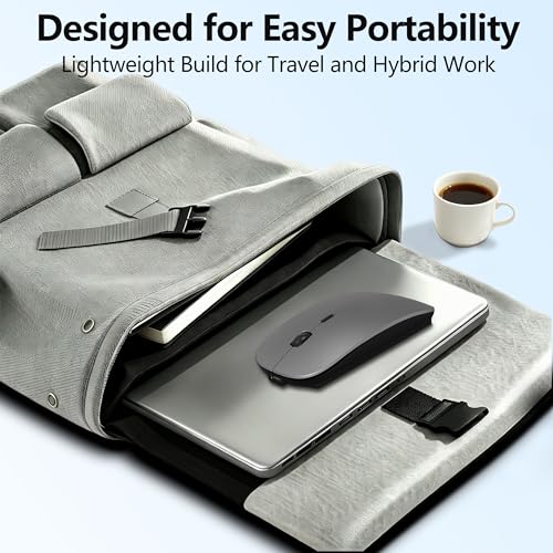 Slim Bluetooth Wireless Mouse with Jiggler - Gray | Rechargeable Portable Mouse, BT5.2 & 2.4G, USB-C/USB-A Receiver, Adjustable DPI for MacBook, iPad, Laptop & PC - color: Gray