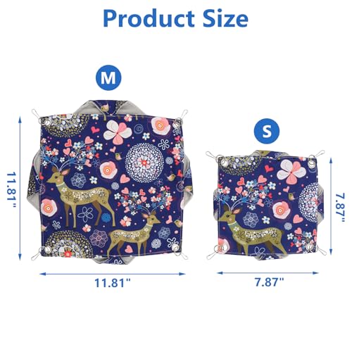 Litewoo Rat Ferret Hammock Hanging Small Animal Hammock Toy Warm Pet Bunk Bed Cage Accessories for Small Animals Ferret Guinea Pig Chinchilla Sugar Glider Hamster Squirrel Parrot Bird(BLUE DEER,SMALL) - size: Small