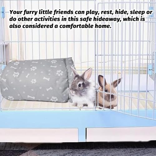 Hamiledyi Bunny Cave Bed Small Animal Warm Nest Habitats Guinea Pig Hideouts Stray Cats Shelter Cage Accessories for Hamster Cats Rat Mice Chinchilla Flying Squirrel (Grey)