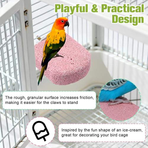 4 Pack Bird Beak Grinding Stone, Pumice Lava Ledge for Birds, Chinchillas, Hamsters, Parrots, Bird Perch Stand Climbing Ledge, Teeth & Beak Grinding Block (Short) - size: Short