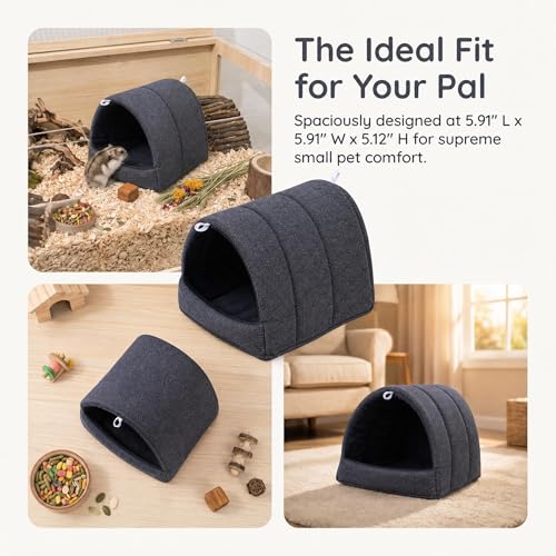 Rat Hamster Warm Bed House Hut Hanging Hammock Cute Nest for Small and Medium-Sized Pets (L), Suitable for Larger Pets(XL)-L-Black - color: Black, size: L