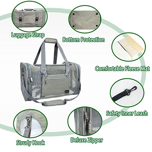 Soft-Sided Pet Carrier for Cats Small Dogs of 15 Lbs Medium Grey - color: New-Grey, size: Medium
