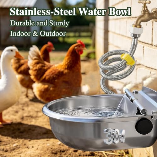 Automatic Dog Water Dispenser - Auto Filling Water Bowl for Dogs, Cats, Chickens and Livestock - Indoor Outdoor Pet Waterer Feeder with Float Valve