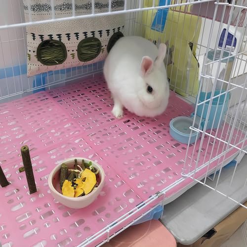 Hamiledyi 10Pieces Rabbit Feet Pad Hole Leak Water Design for Plastic Bunny Cage Mat Foot Resting Pad - color: 3 pink +4 white +3 blue